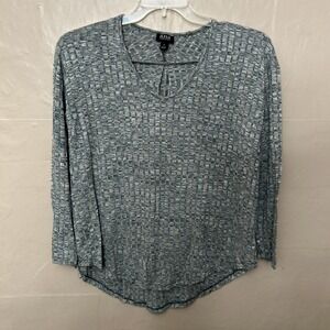 ANA Medium Green Blue Fall Colors Long‎ Sleeve Knit Top